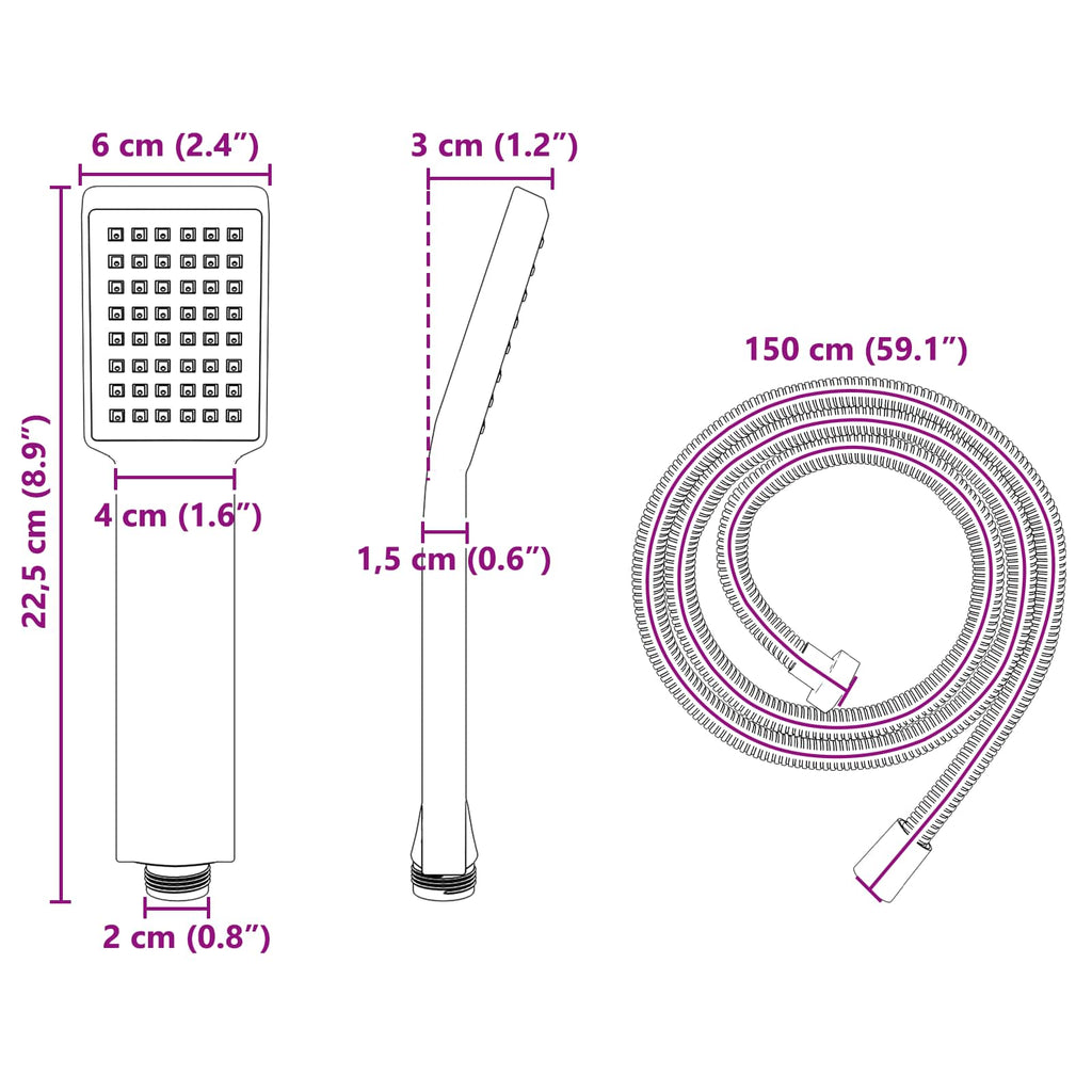 Juego de Cabezal de Ducha Cromado 150 cm Acero inoxidable