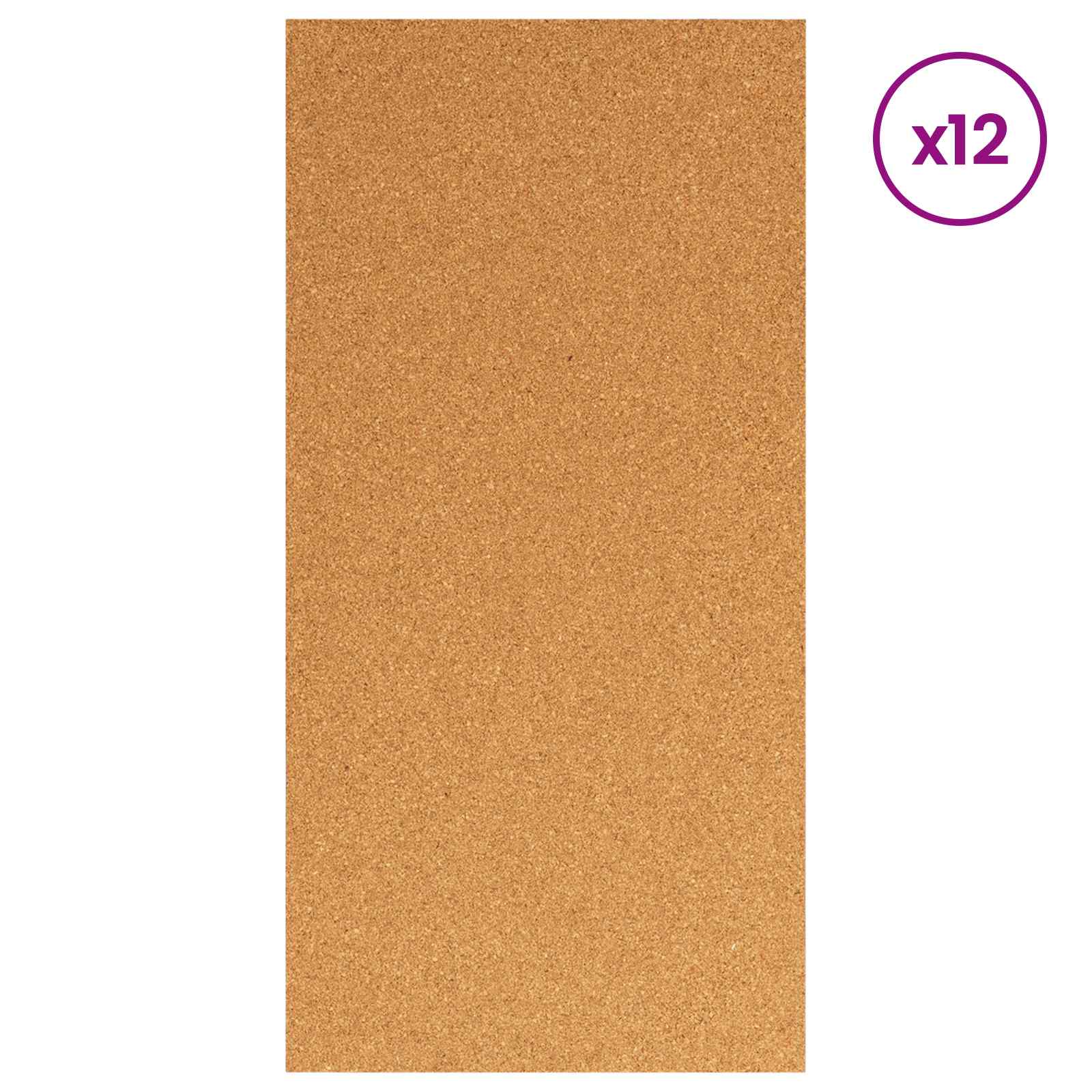 Placa de Corcho 12 pcs 100 x 50 x 0,5 cm Corcho Marrón