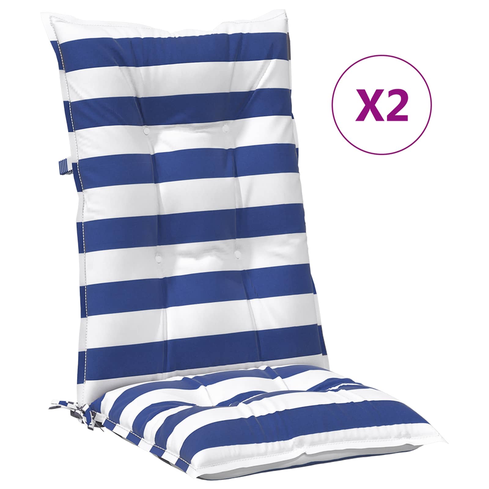 Cojín de exterior 2 pcs Azul y Blanco 120 x 50 x 7 cm Tela