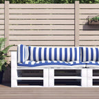 Cojín de exterior 3 pcs Azul y Blanco 103 x 58 x 10 cm Tela