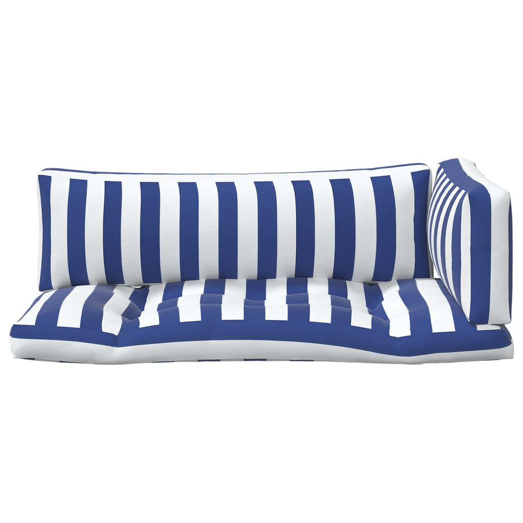 Cojín de exterior 3 pcs Azul y Blanco 103 x 58 x 10 cm Tela