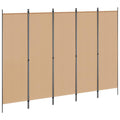 Biombos de 5 Paneles Beige 250 x 180 cm Tela