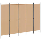 Biombos de 5 Paneles Beige 250 x 180 cm Tela