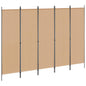 5-Panel Beige Room Divider 250 x 180 cm Fabric