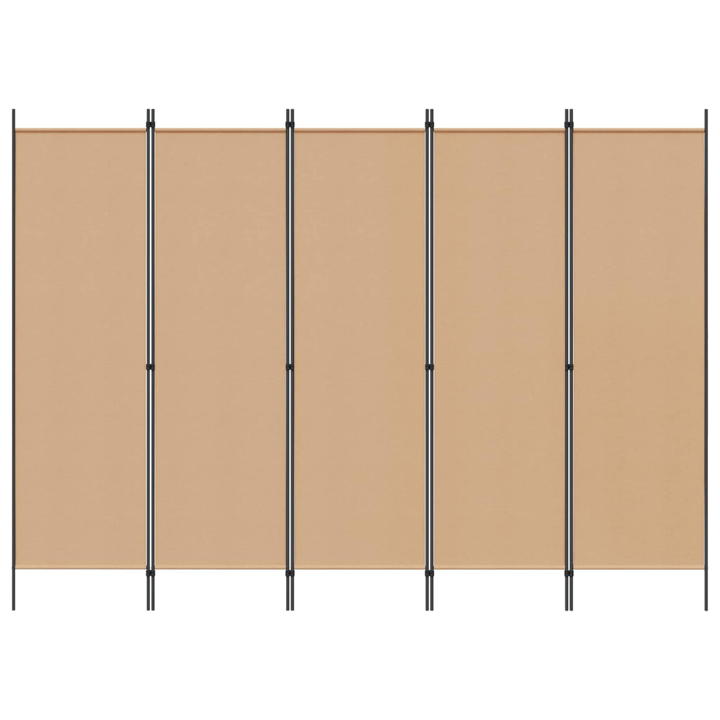 Biombos de 5 Paneles Beige 250 x 180 cm Tela