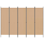 Biombos de 5 Paneles Beige 250 x 180 cm Tela