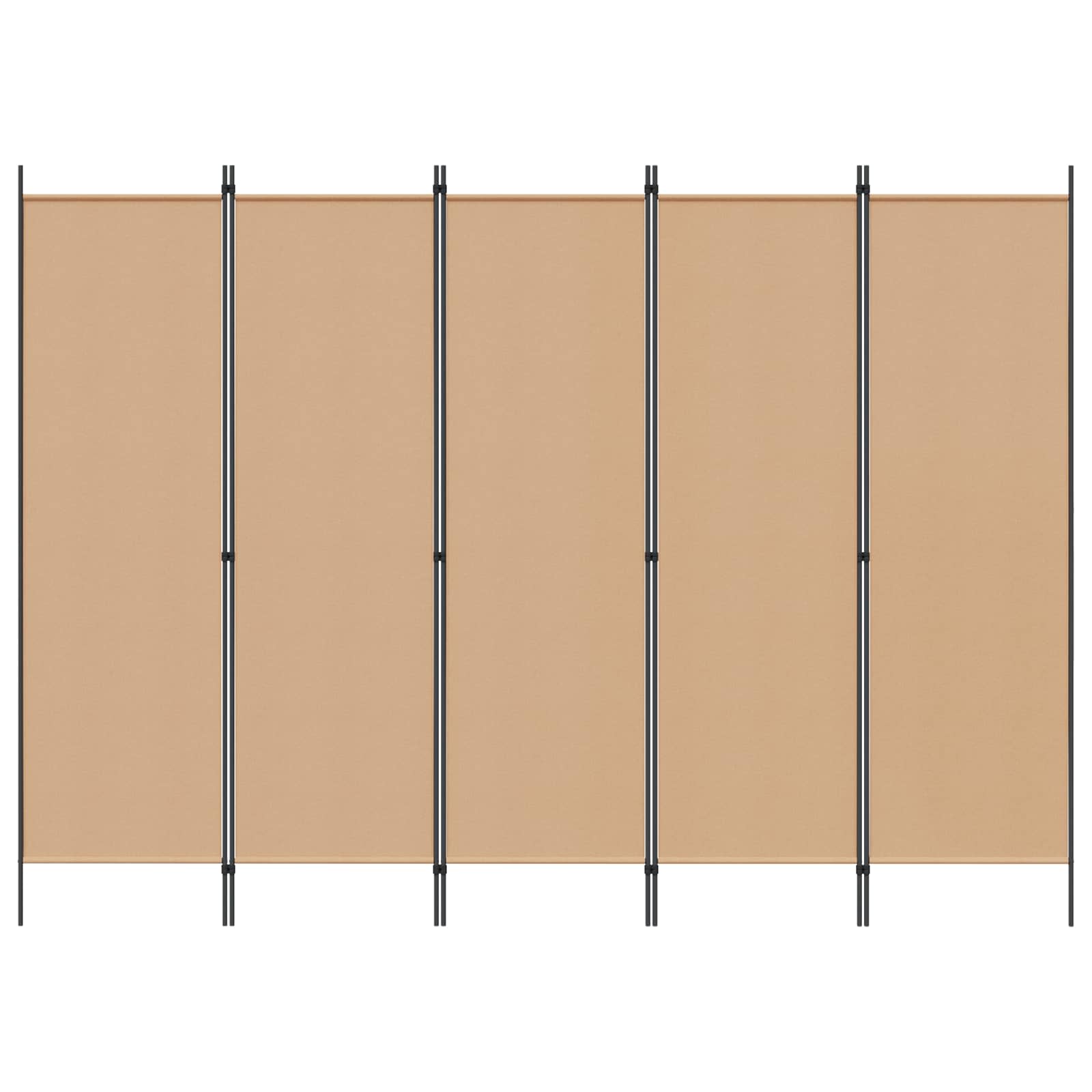 Biombos de 5 Paneles Beige 250 x 180 cm Tela