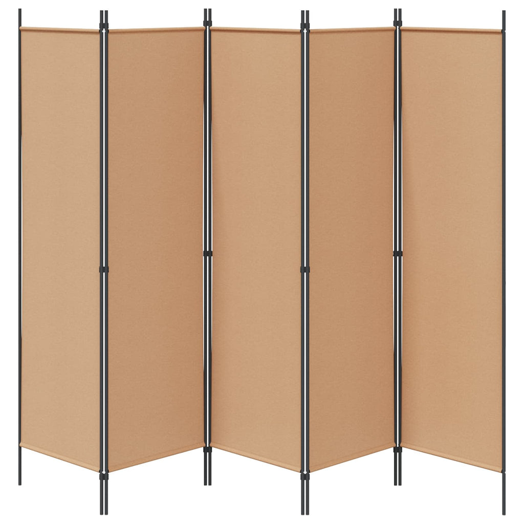 Biombos de 5 Paneles Beige 250 x 180 cm Tela