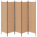 Biombos de 5 Paneles Beige 250 x 180 cm Tela