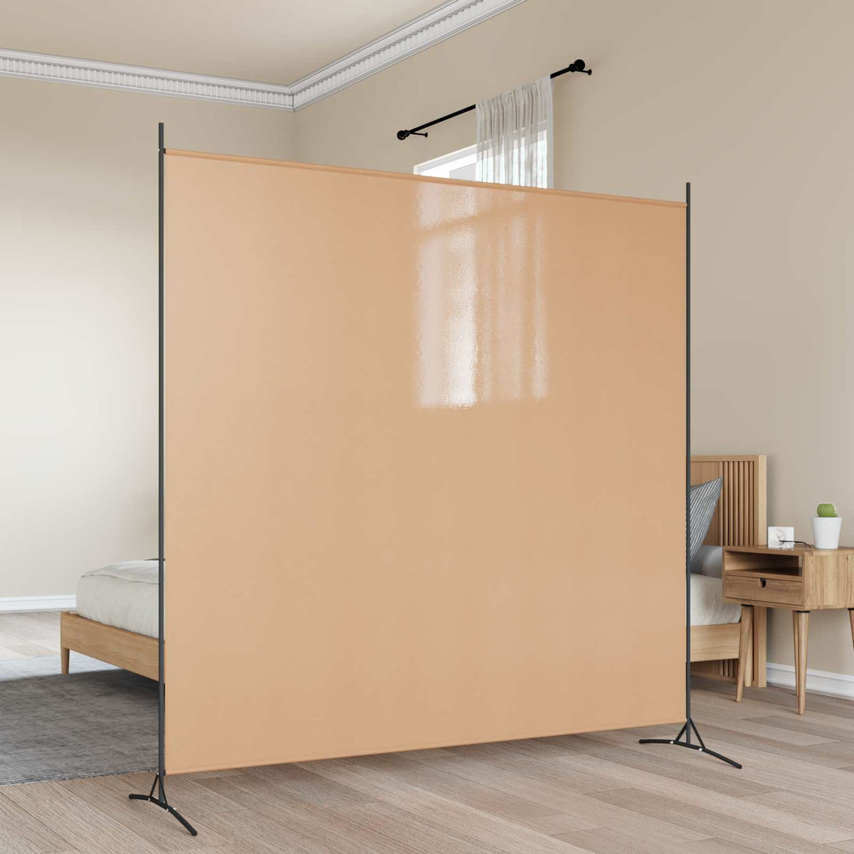 2-panel Room Divider Beige 348 x 180 cm Fabric