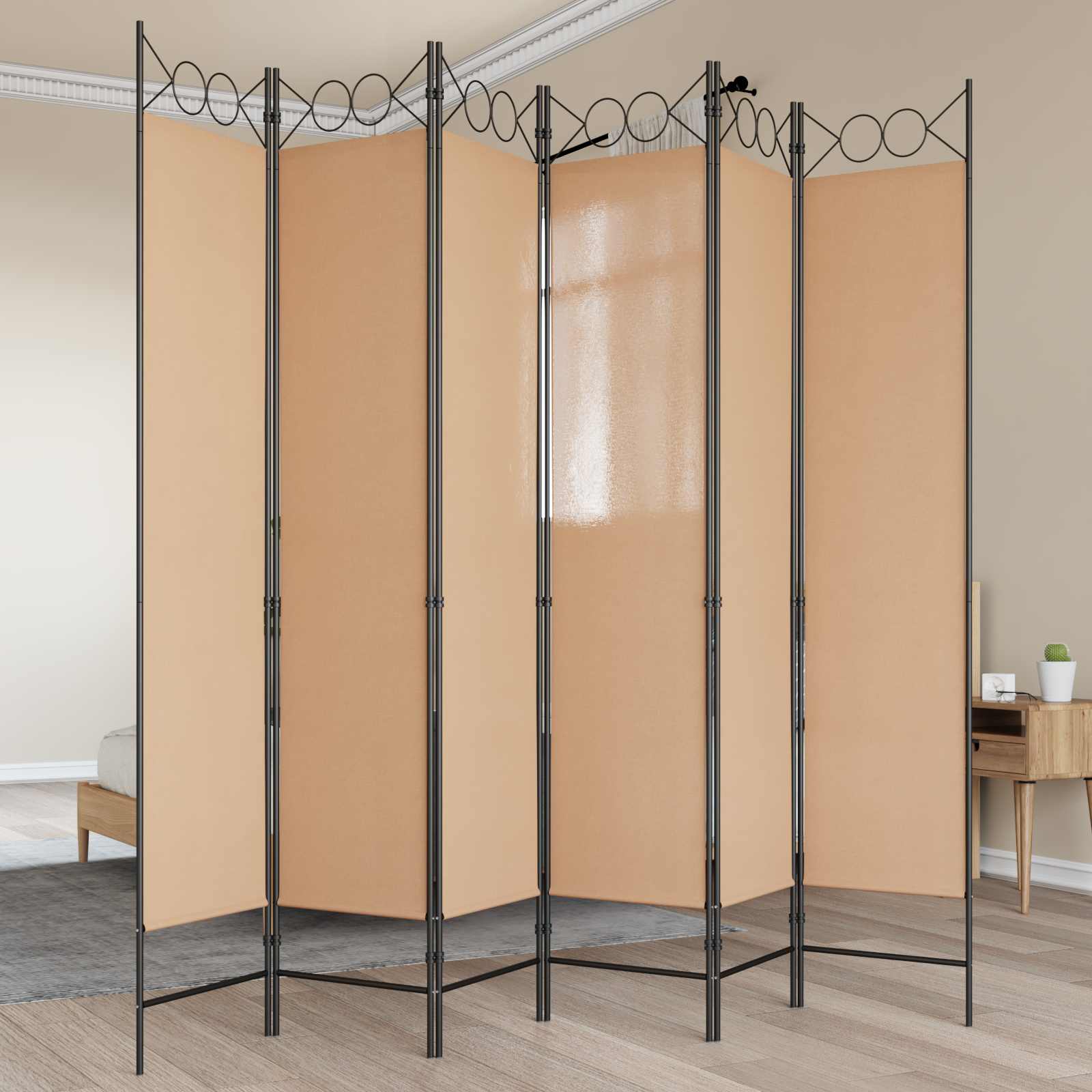 Biombo de 3 Paneles Beige 120 x 200 cm Tela