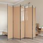 Biombo de 5 Painéis Bege 250 x 200 cm Tecido