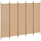 Biombos de 5 Paneles Beige 250 x 200 cm Tela