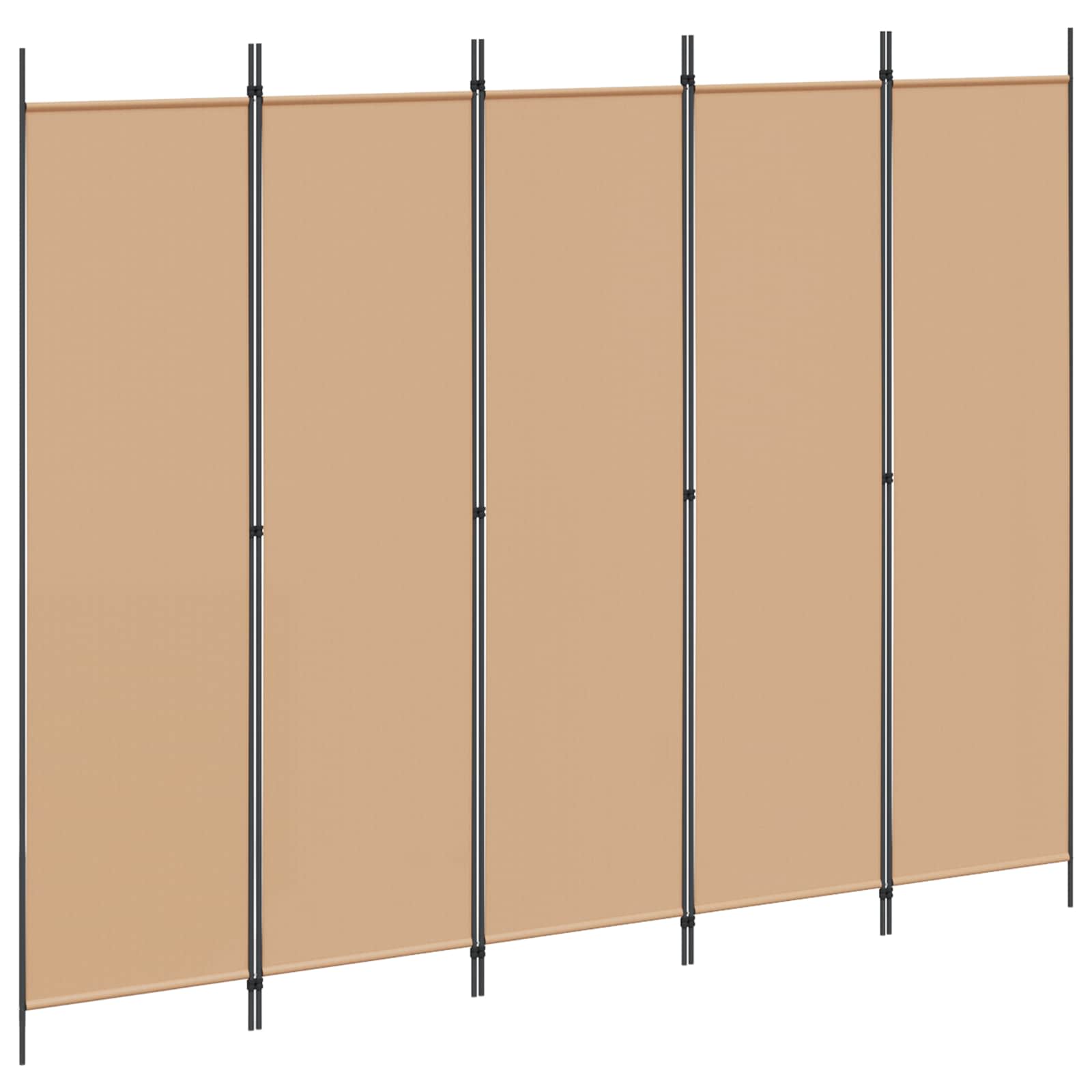 Biombos de 5 Paneles Beige 250 x 200 cm Tela