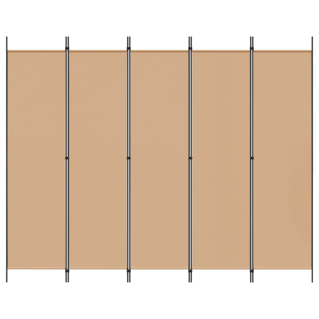 Biombos de 5 Paneles Beige 250 x 200 cm Tela