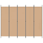 Biombos de 5 Paneles Beige 250 x 200 cm Tela