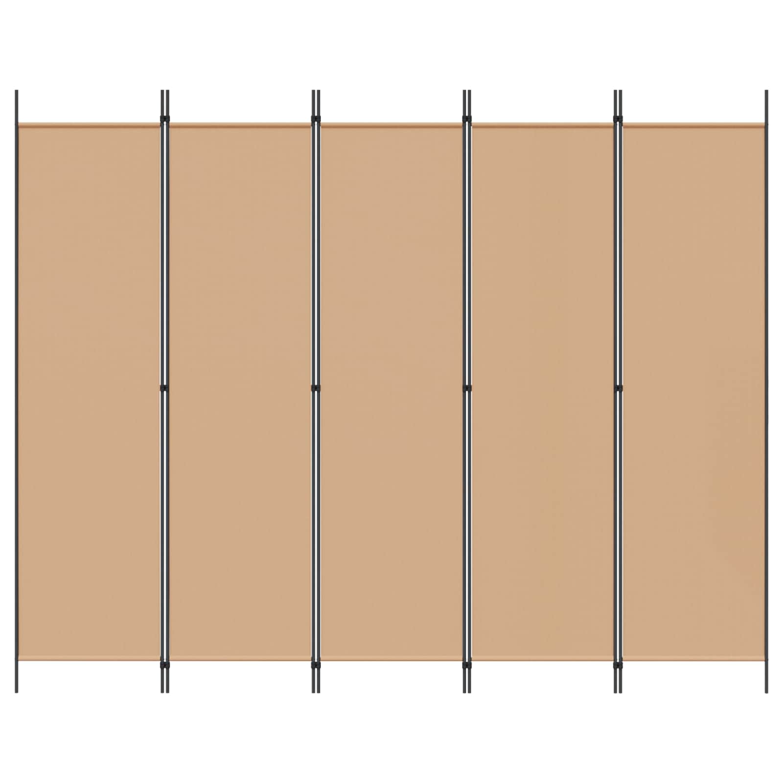 Biombos de 5 Paneles Beige 250 x 200 cm Tela