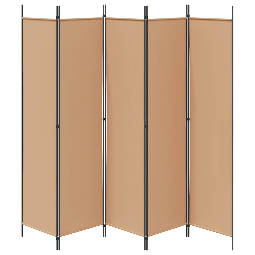 Biombos de 5 Paneles Beige 250 x 200 cm Tela