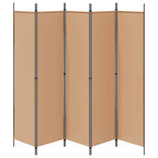 Biombos de 5 Paneles Beige 250 x 200 cm Tela