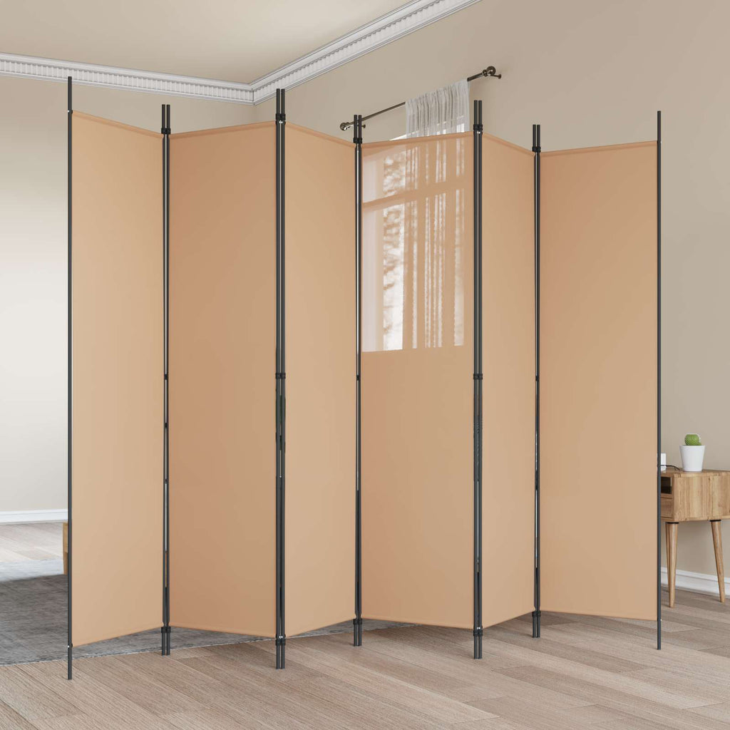 Divisor de habitación de 6 paneles Beige 300 x 200 cm Tela