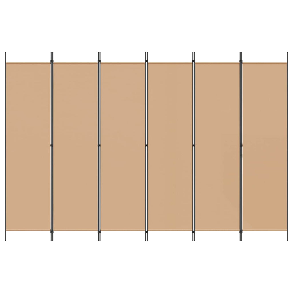 Divisor de habitación de 6 paneles Beige 300 x 200 cm Tela