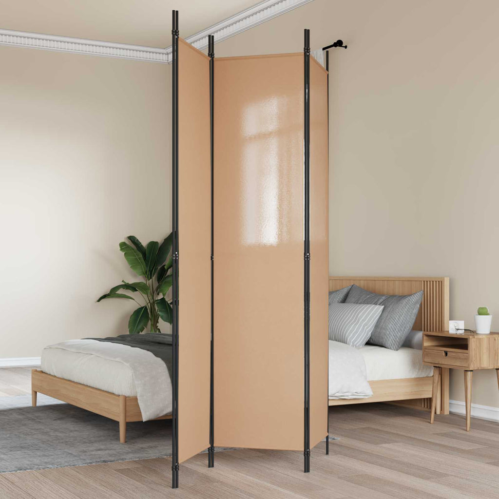 Biombo de 3 Paneles Beige 150 x 220 cm Tela