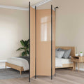 Biombo de 3 Paneles Beige 150 x 220 cm Tela
