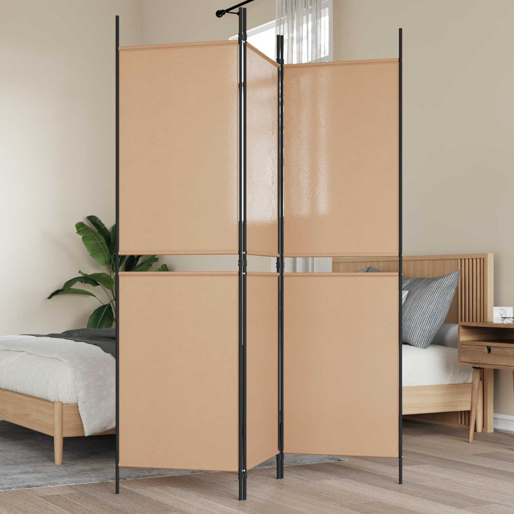 Biombo de 3 Paneles Beige 150 x 180 cm Tela
