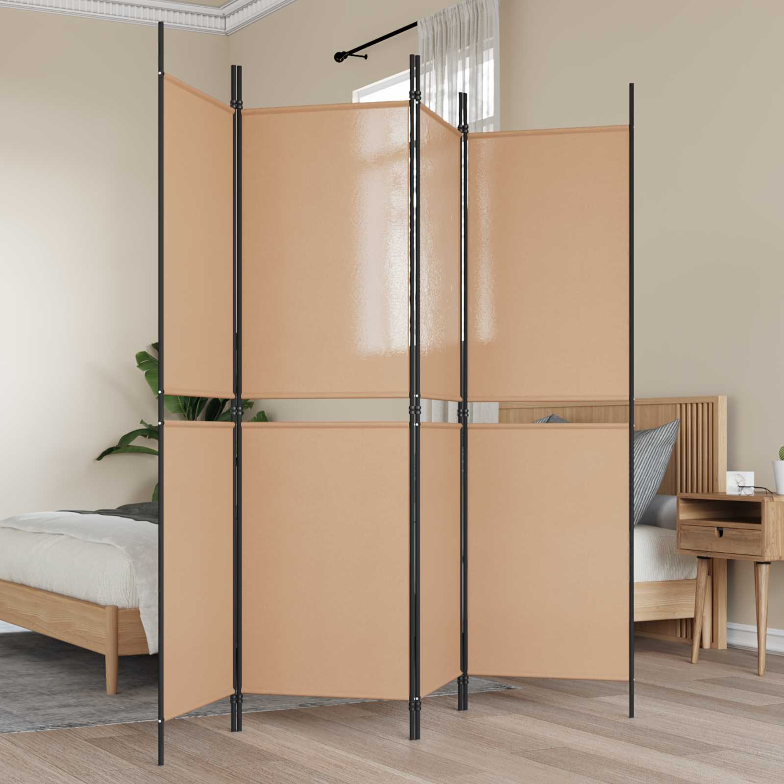 Biombo de 3 Paneles Beige 150 x 180 cm Tela