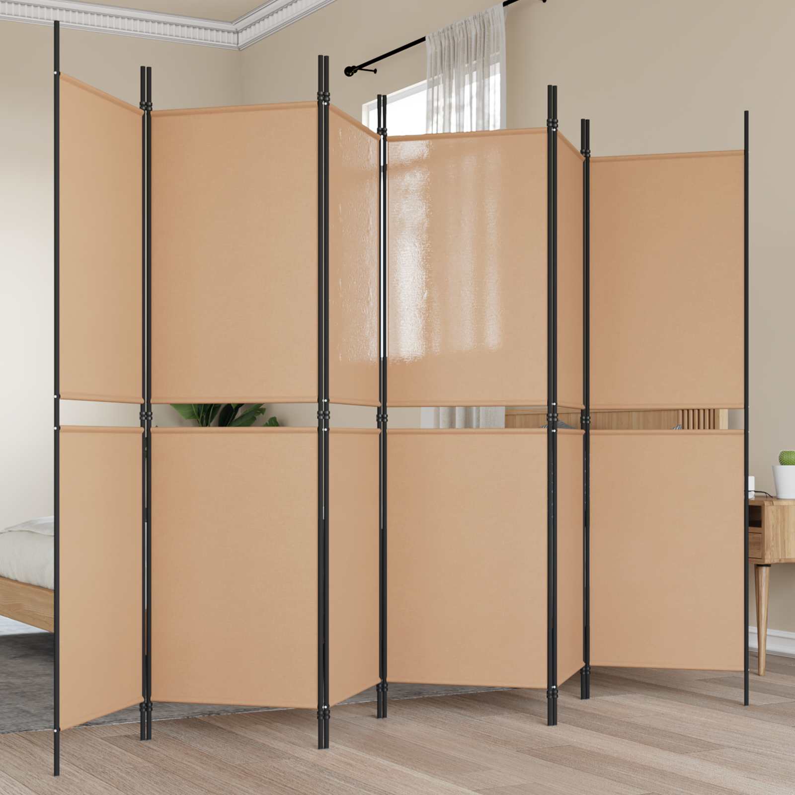 Biombo de 3 Paneles Beige 150 x 180 cm Tela