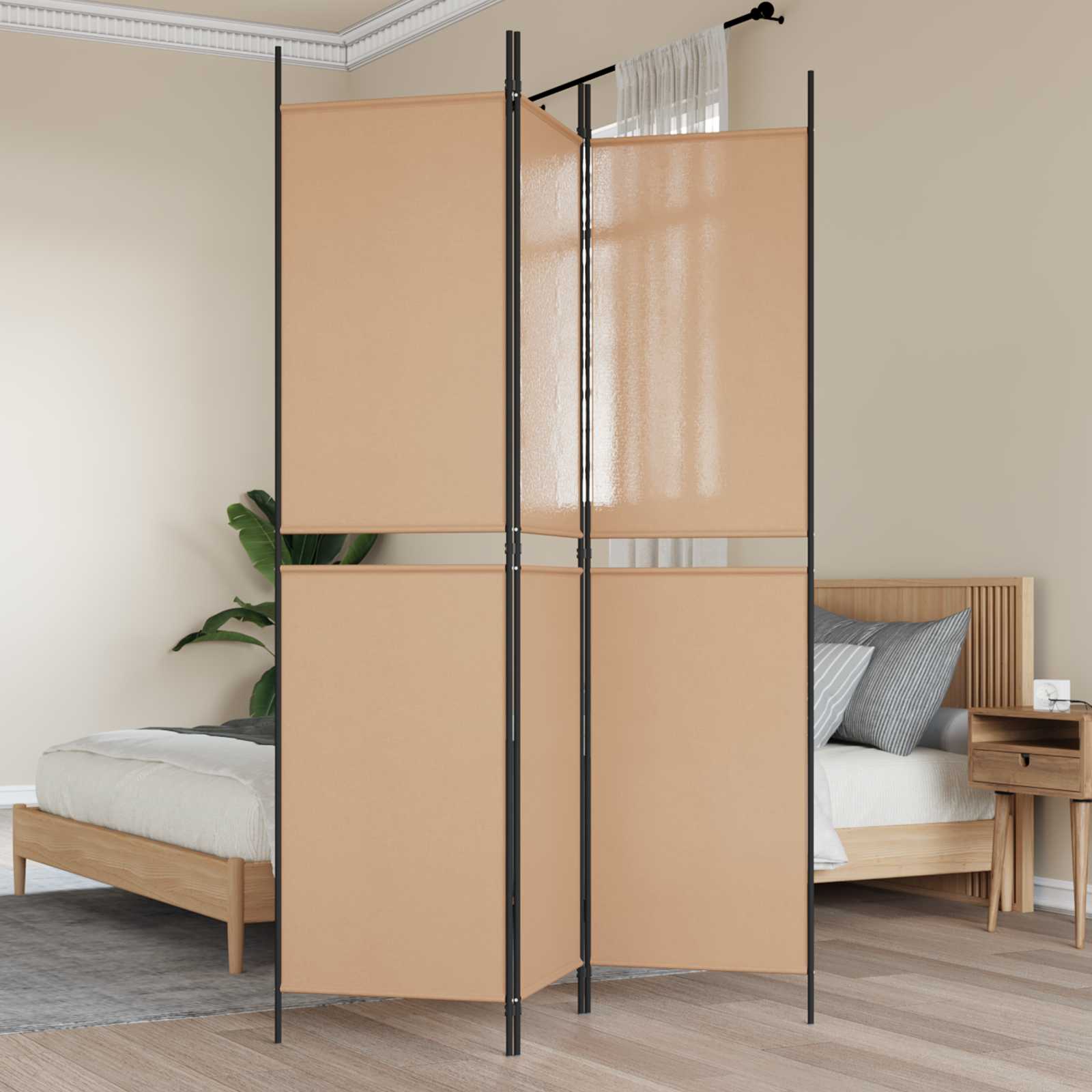 Biombo de 3 Paneles Beige 150 x 180 cm Tela