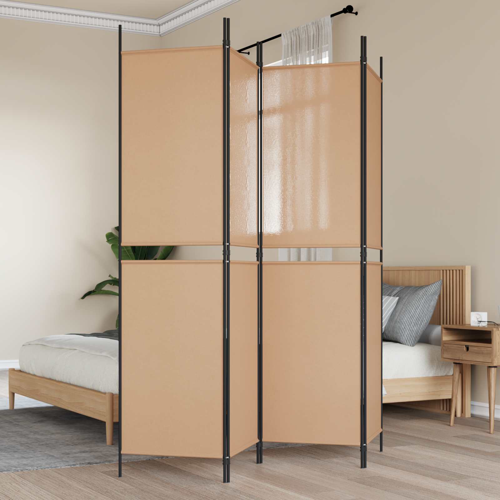 Biombo de 3 Paneles Beige 150 x 180 cm Tela