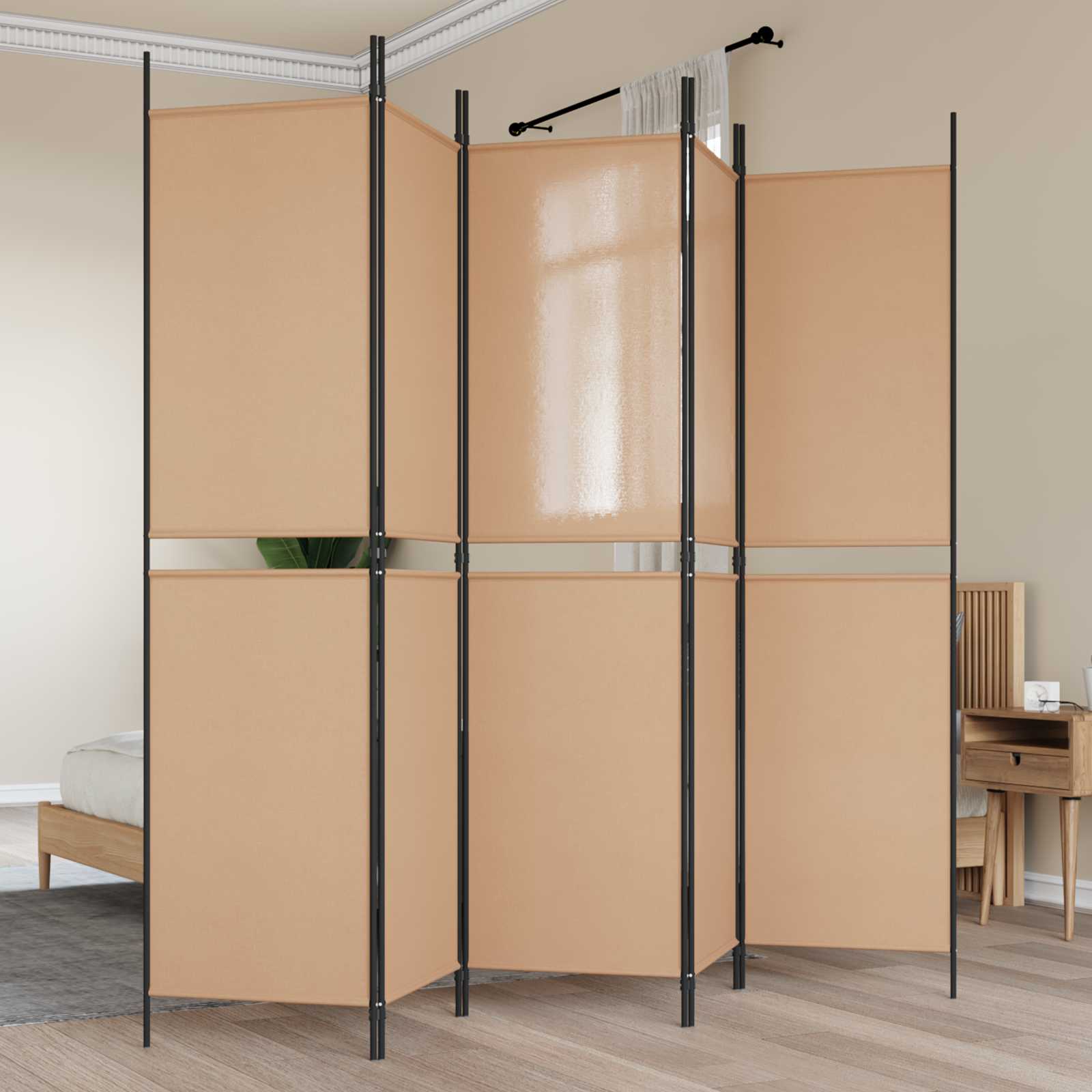 Biombo de 3 Paneles Beige 150 x 180 cm Tela