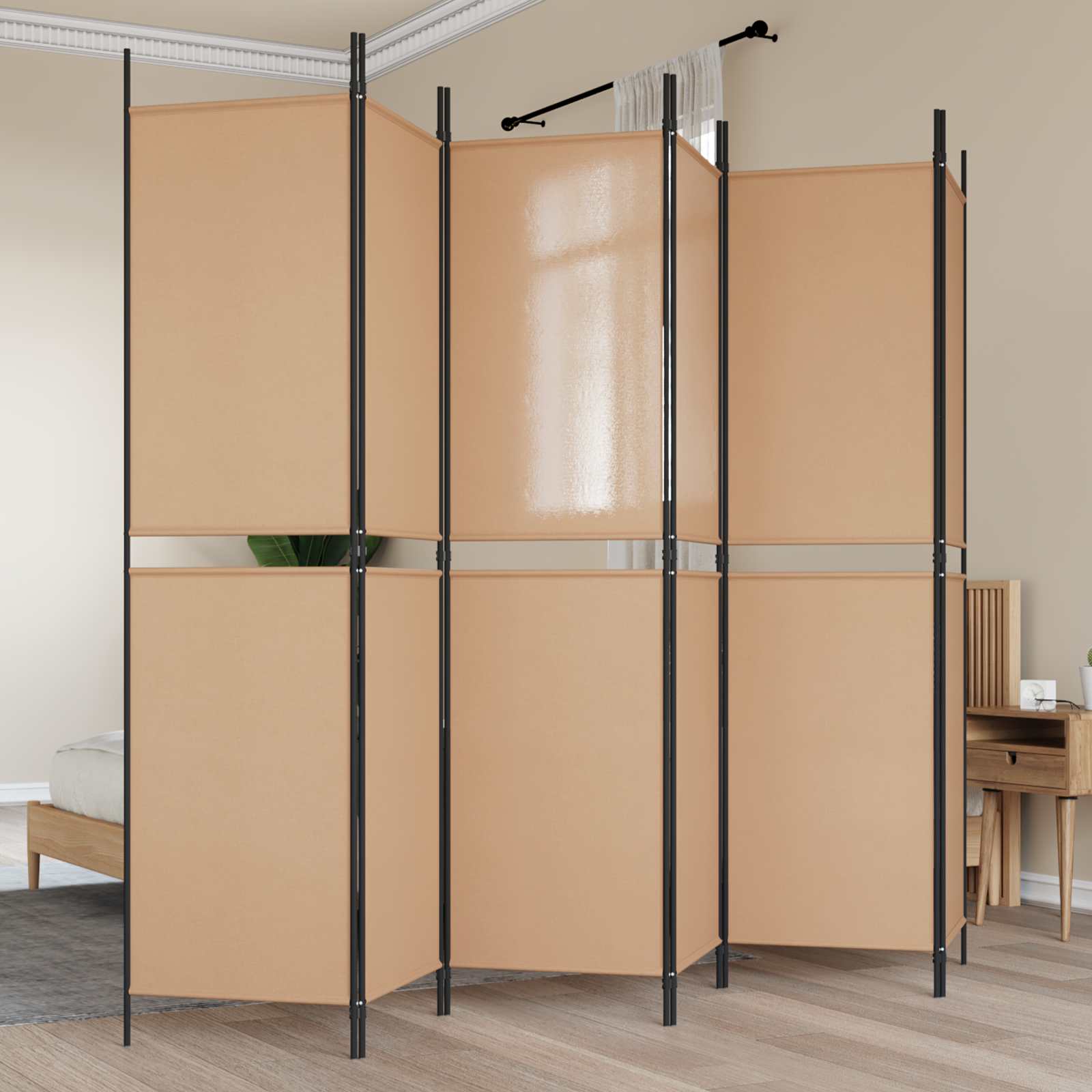 Biombo de 3 Paneles Beige 150 x 180 cm Tela