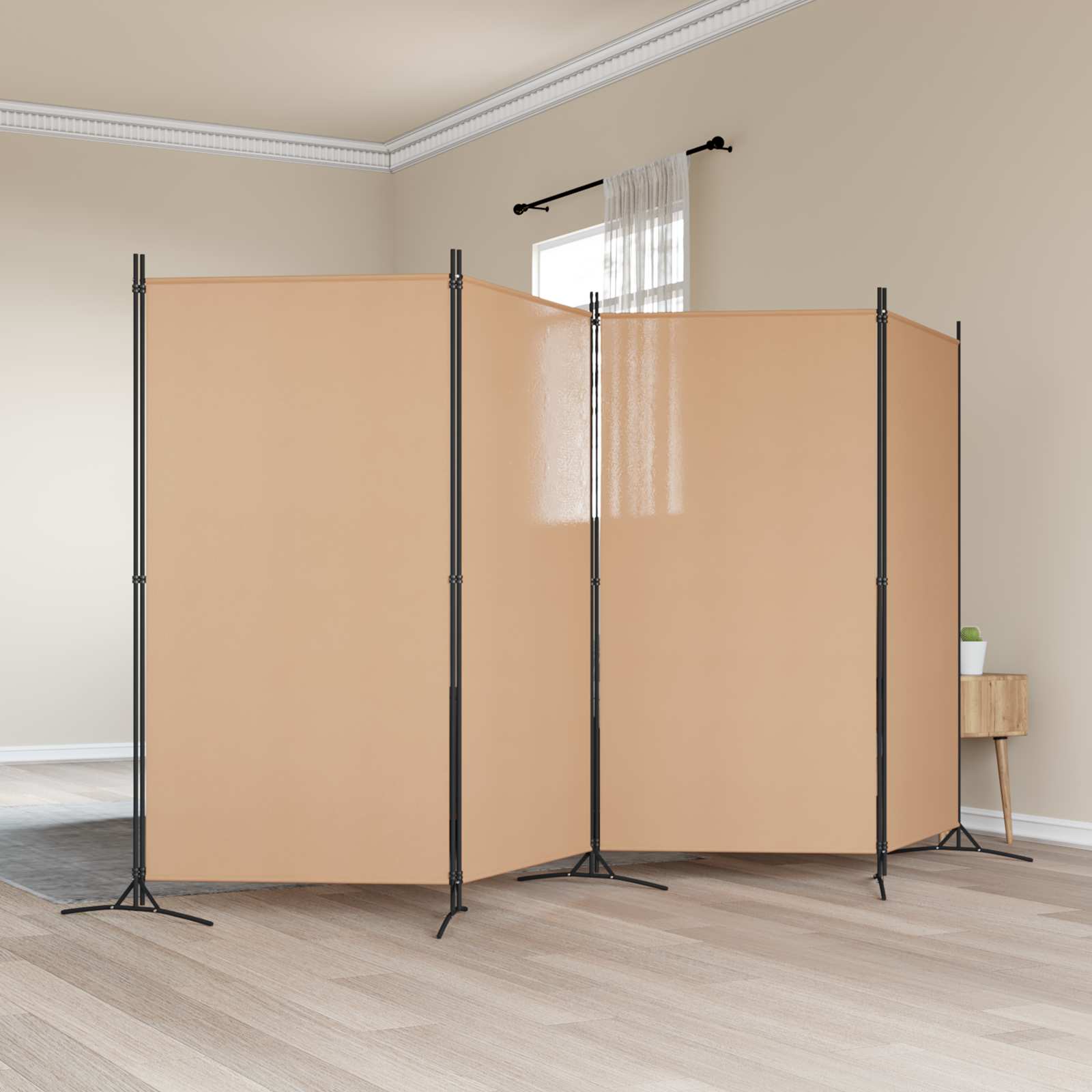 Divisor de habitación de 6 paneles Beige 520 x 180 cm Tela