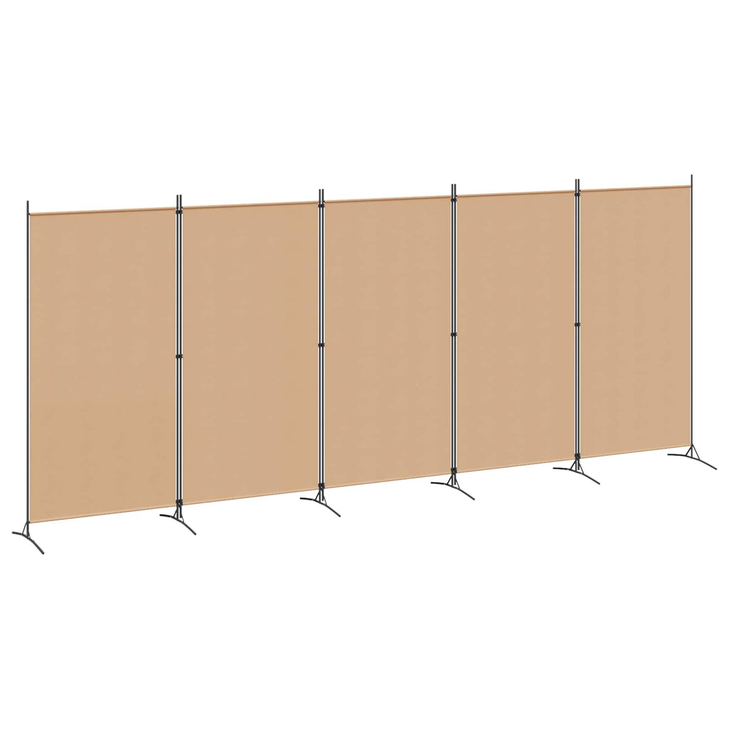 Biombos de 5 Paneles Beige 433 x 180 cm Tela
