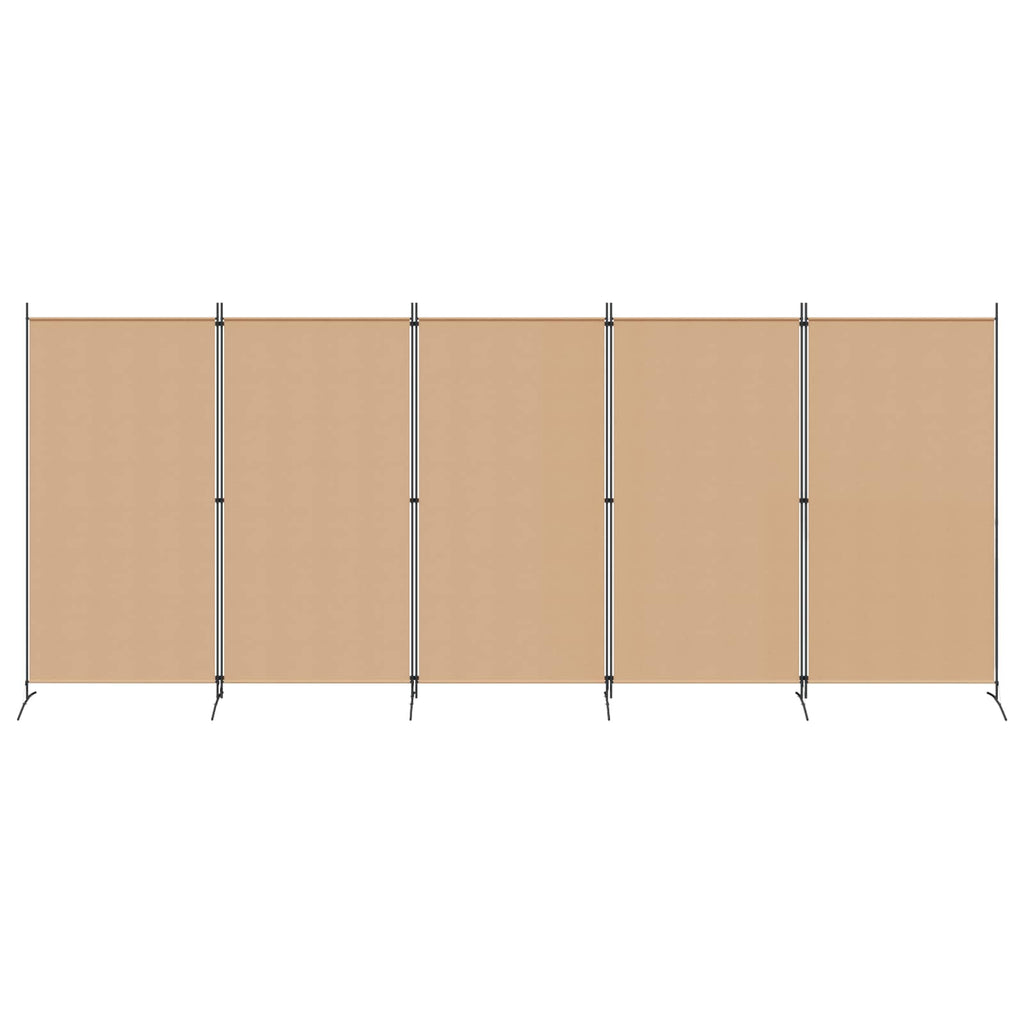 Biombos de 5 Paneles Beige 433 x 180 cm Tela