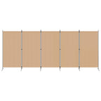 Biombos de 5 Paneles Beige 433 x 180 cm Tela