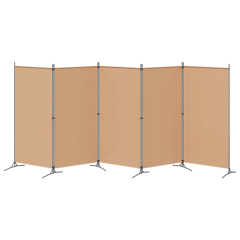 Biombos de 5 Paneles Beige 433 x 180 cm Tela