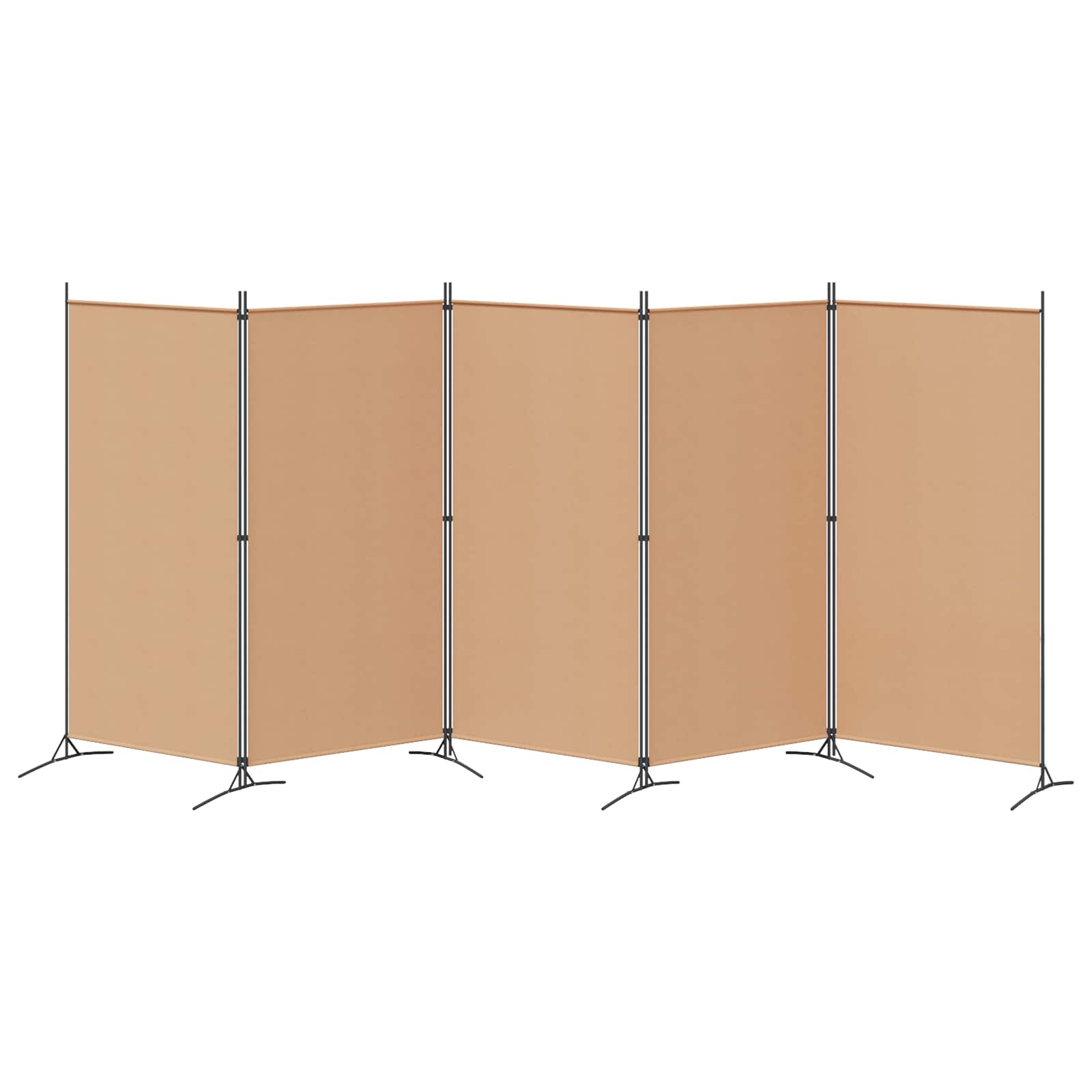 Biombos de 5 Paneles Beige 433 x 180 cm Tela