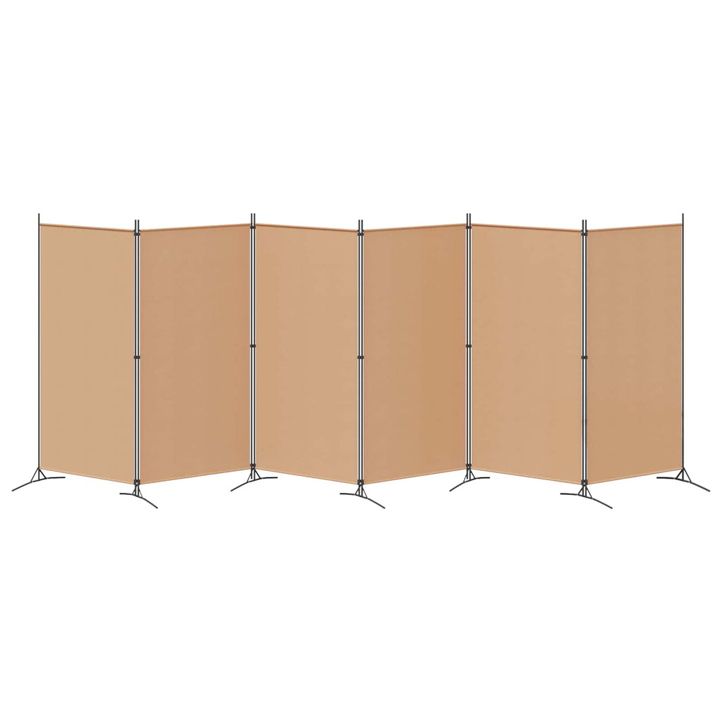 Divisor de habitación de 6 paneles Beige 520 x 180 cm Tela