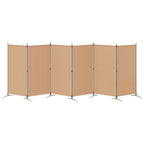 Divisor de habitación de 6 paneles Beige 520 x 180 cm Tela
