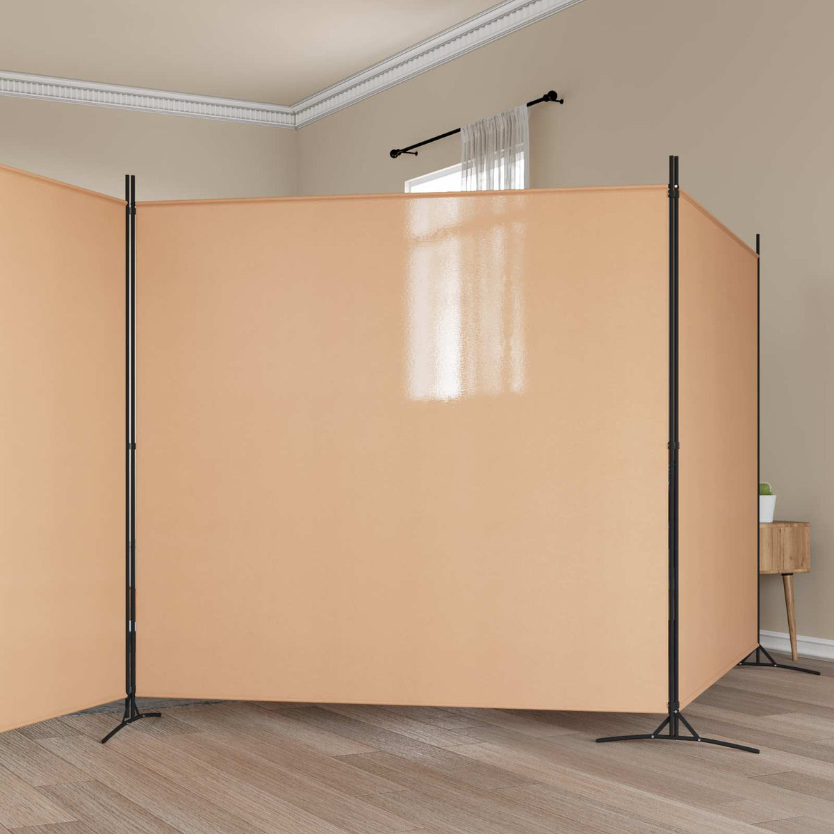 2-panel Room Divider Beige 348 x 180 cm Fabric