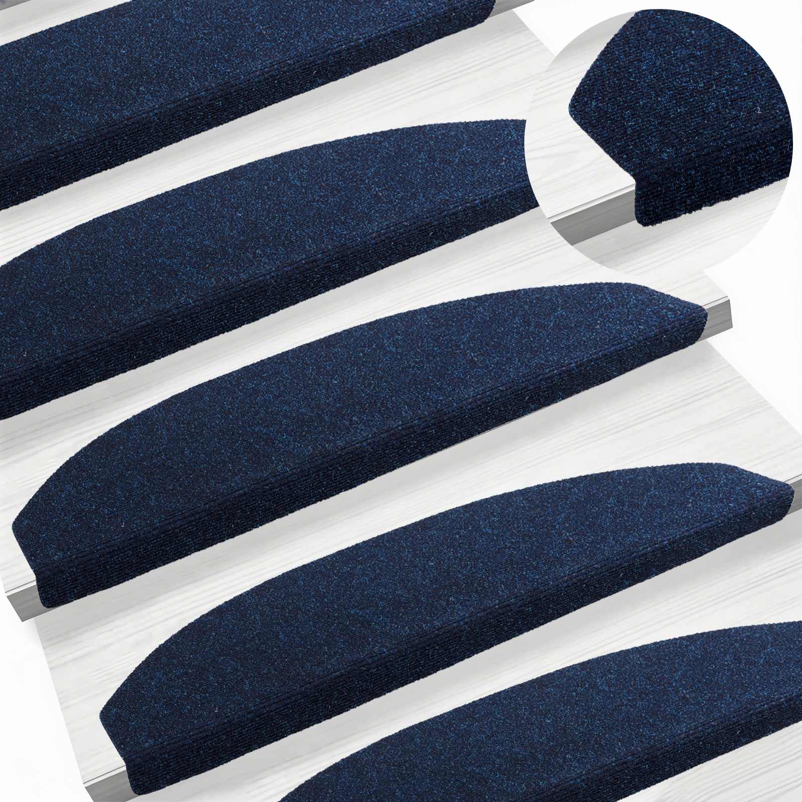 Alfombras autoadhesivas para escaleras 15 pcs Azul Marino