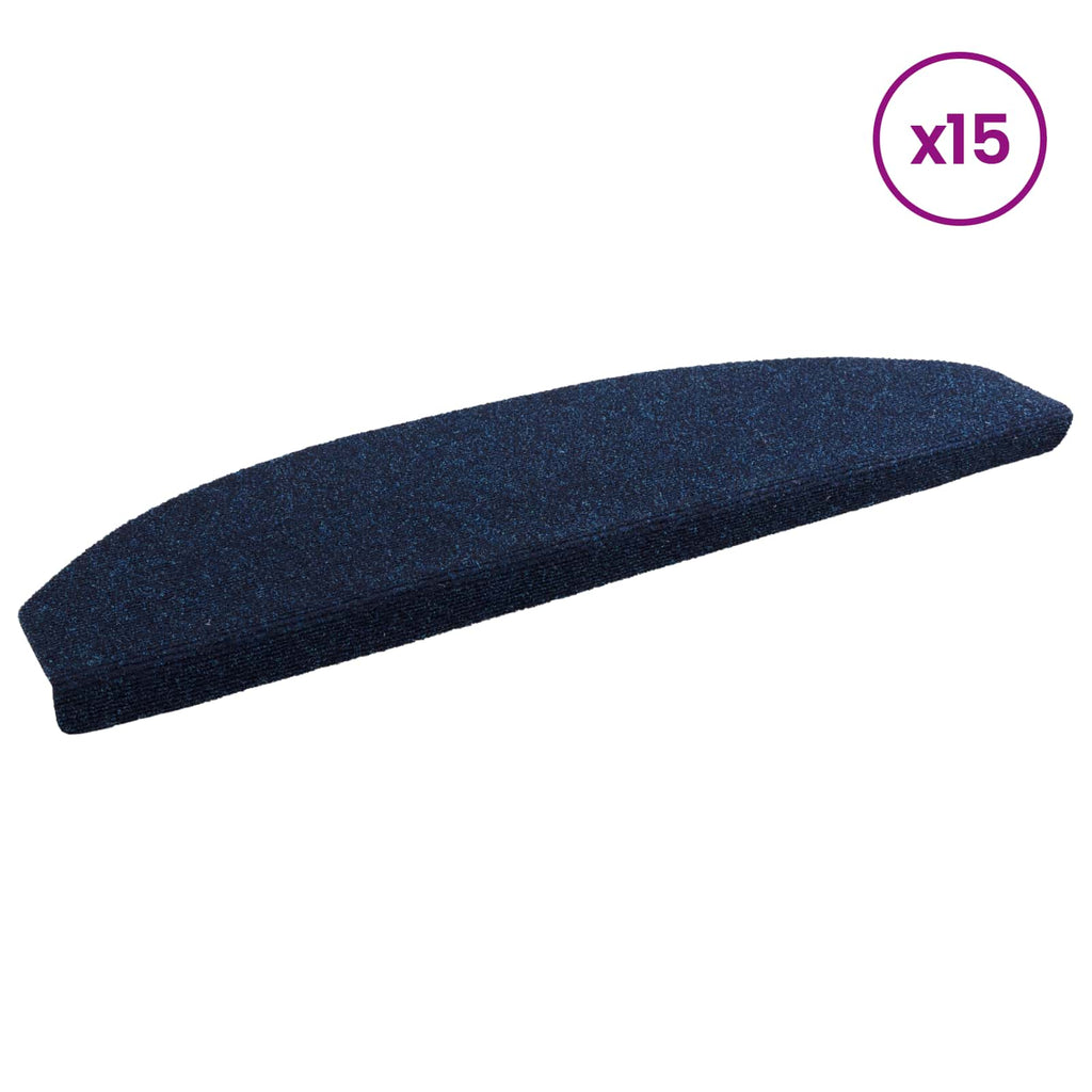 Alfombras autoadhesivas para escaleras 15 pcs Azul Marino