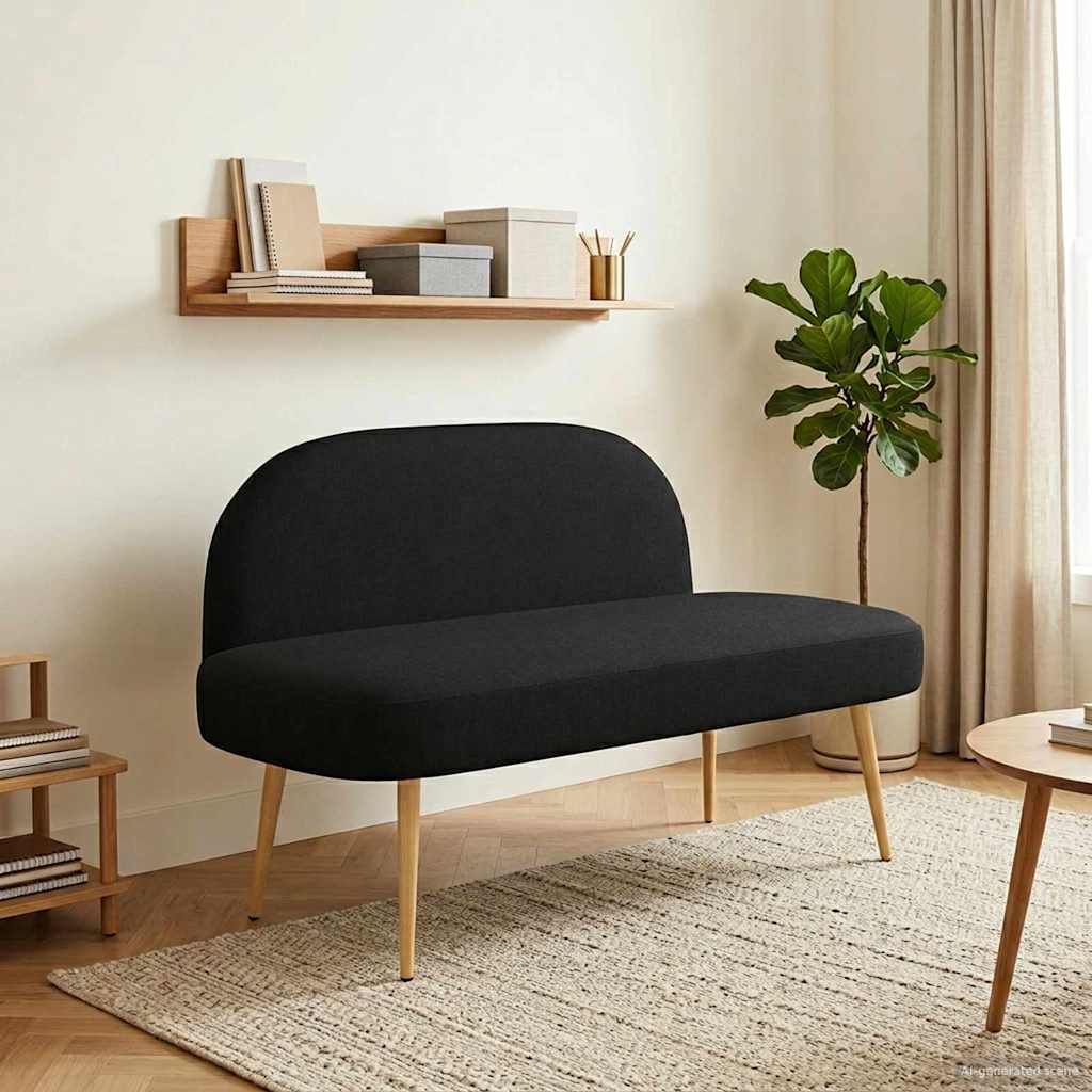 Banco tapizado con respaldo Amarillo claro 110 x 60 x 76 cm