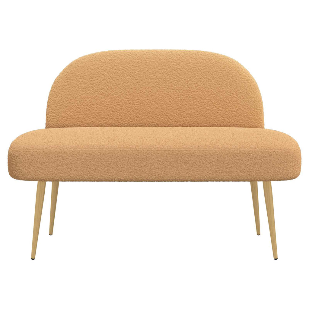 Banco tapizado con respaldo Beige 110 x 60 x 76 cm Bouclé