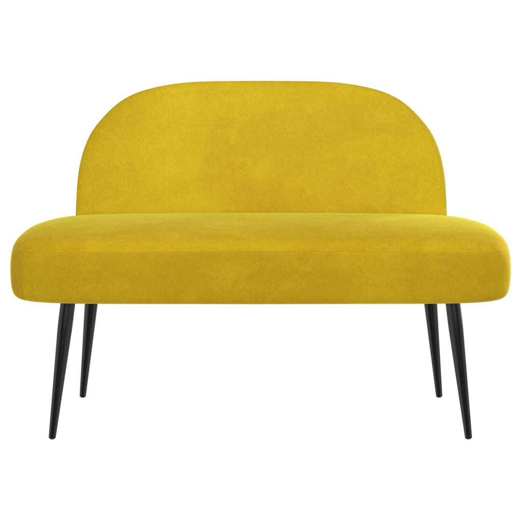 Banco tapizado con respaldo Amarillo 110 x 60 x 76 cm