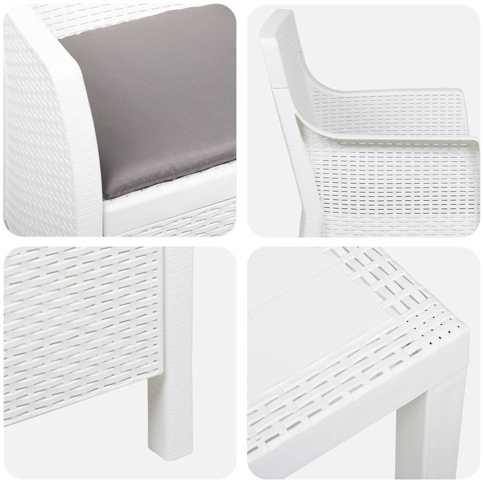 Juego de salón con cojín 3 pcs Blanco PP