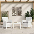 Juego de salón con cojín 3 pcs Blanco PP